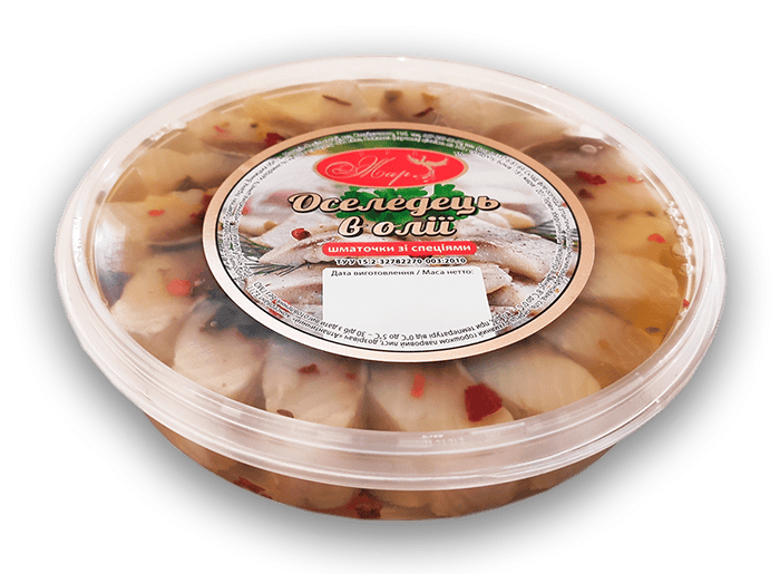 Herring in oil (pieces with spices), 200g, 300g, 500g